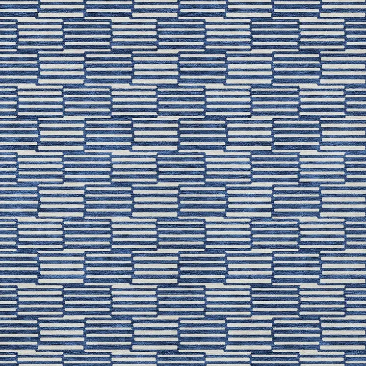 8' X 10' Navy Blue And Ivory Geometric Washable Indoor Outdoor Area Rug