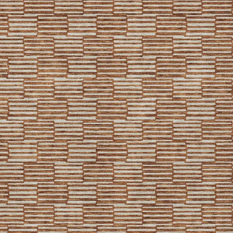 8' X 10' Copper And Beige Geometric Washable Indoor Outdoor Area Rug