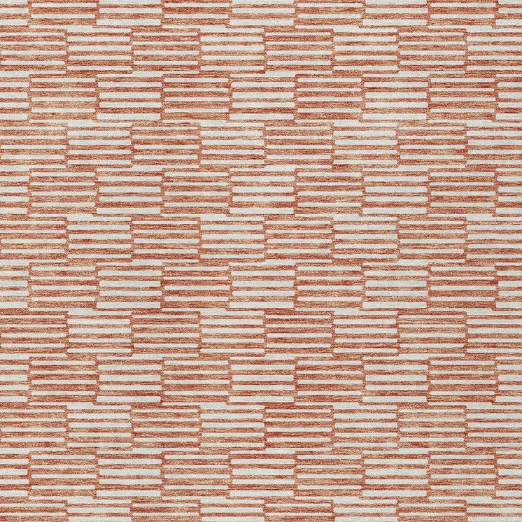 8' X 10' Salmon And Ivory Geometric Washable Indoor Outdoor Area Rug