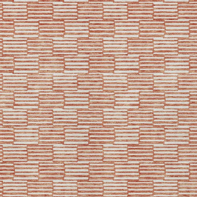 9' X 12' Salmon And Ivory Geometric Washable Indoor Outdoor Area Rug