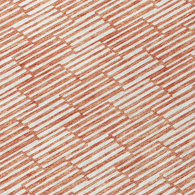 9' X 12' Salmon And Ivory Geometric Washable Indoor Outdoor Area Rug