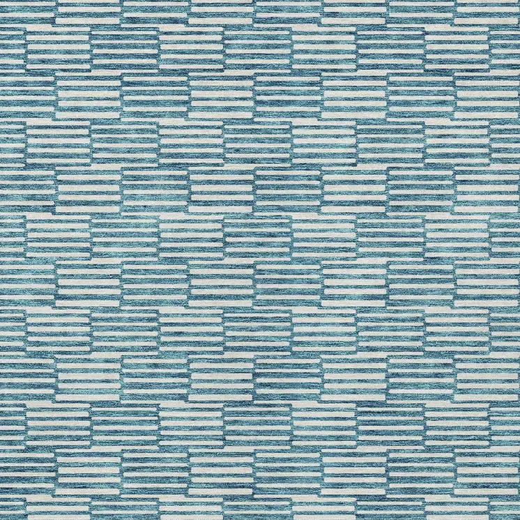 8' X 10' Teal Blue And Ivory Geometric Washable Indoor Outdoor Area Rug