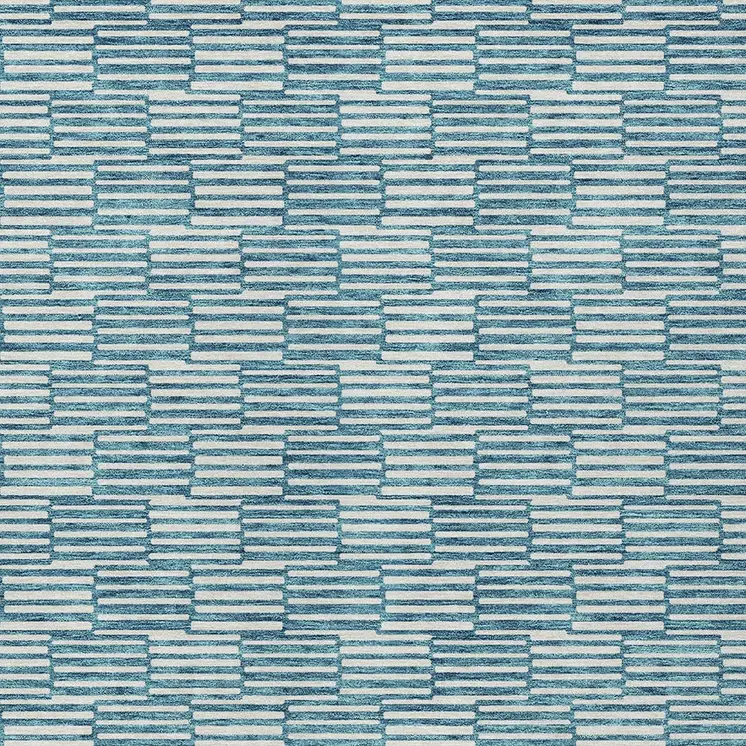 10' X 14' Teal Blue And Ivory Geometric Washable Indoor Outdoor Area Rug