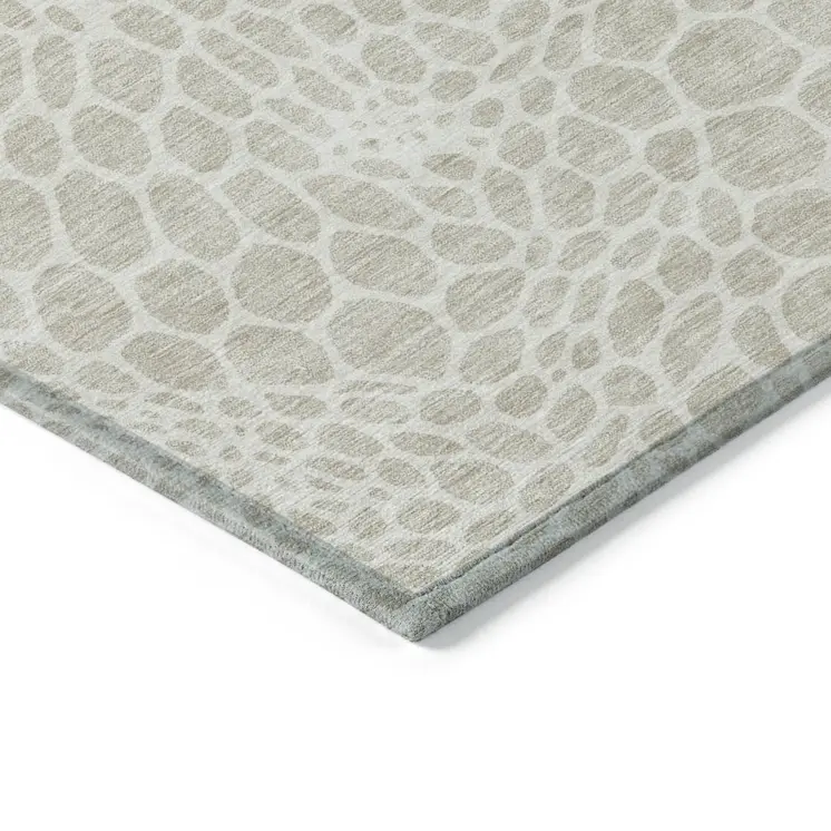 10' X 14' Beige And Ivory Geometric Washable Indoor Outdoor Area Rug