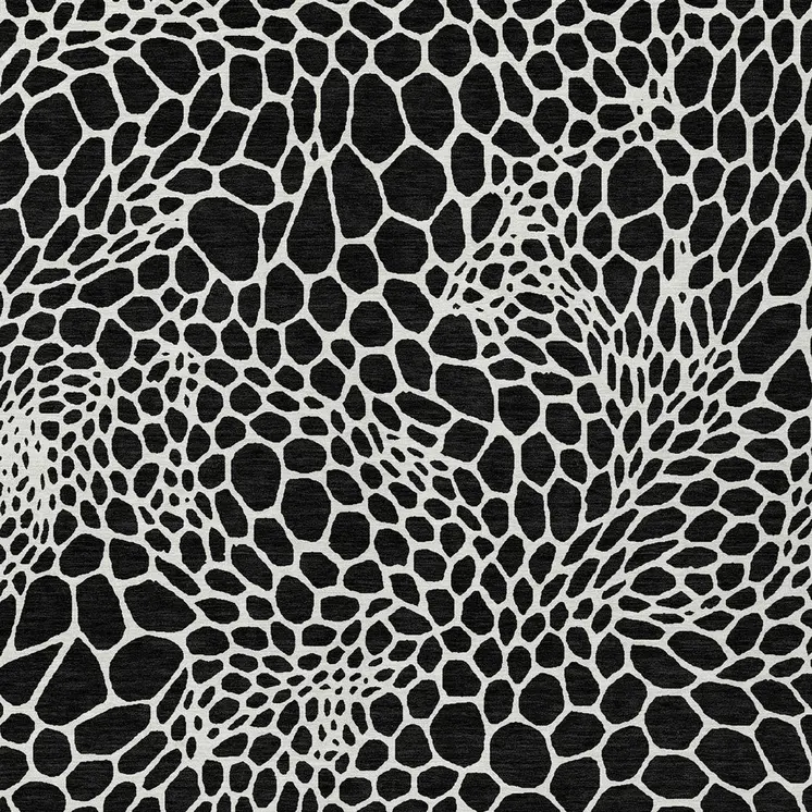 10' X 14' Black And Ivory Geometric Washable Indoor Outdoor Area Rug