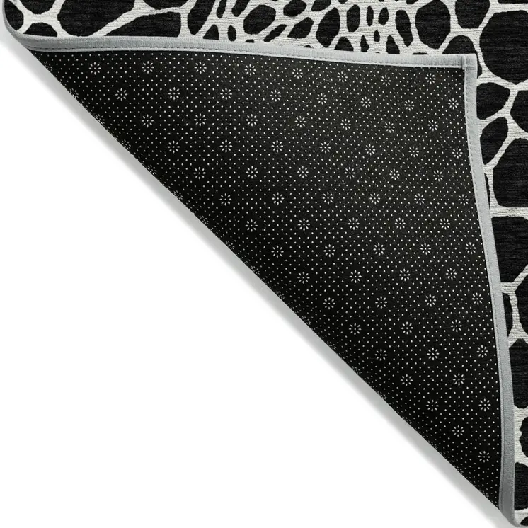 10' X 14' Black And Ivory Geometric Washable Indoor Outdoor Area Rug