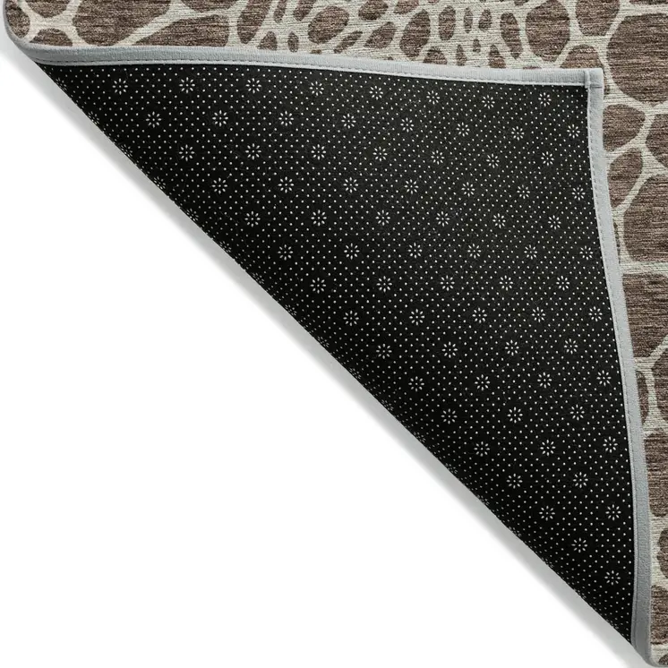 5' X 8' Brown And Beige Geometric Washable Indoor Outdoor Area Rug