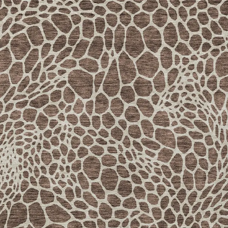 5' X 8' Brown And Beige Geometric Washable Indoor Outdoor Area Rug
