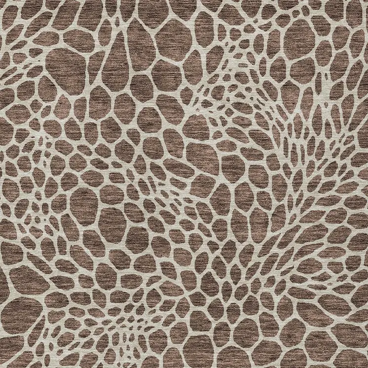 8' X 10' Brown And Beige Geometric Washable Indoor Outdoor Area Rug