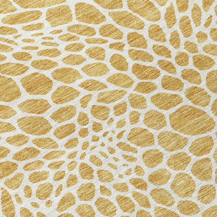 10' X 14' Gold And Ivory Geometric Washable Indoor Outdoor Area Rug