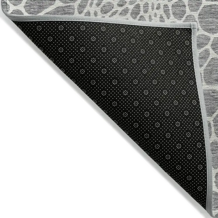 5' X 8' Gray And Ivory Geometric Washable Indoor Outdoor Area Rug