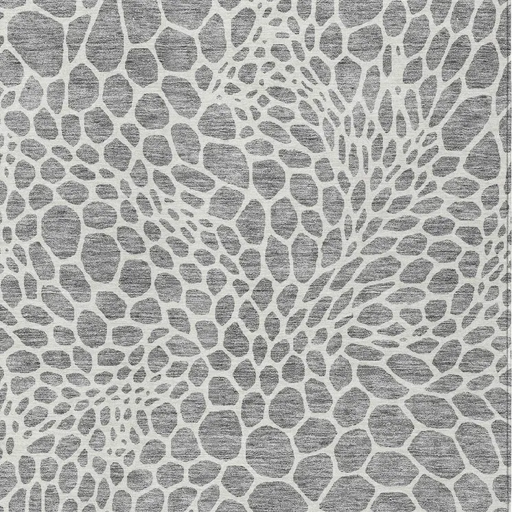 5' X 8' Gray And Ivory Geometric Washable Indoor Outdoor Area Rug