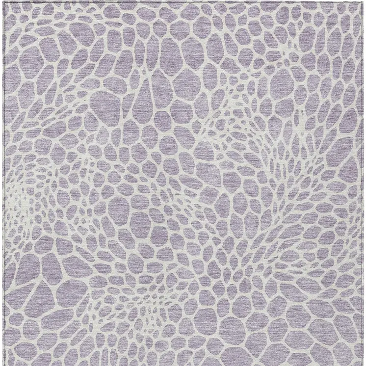 8' X 10' Lilac And Ivory Geometric Washable Indoor Outdoor Area Rug