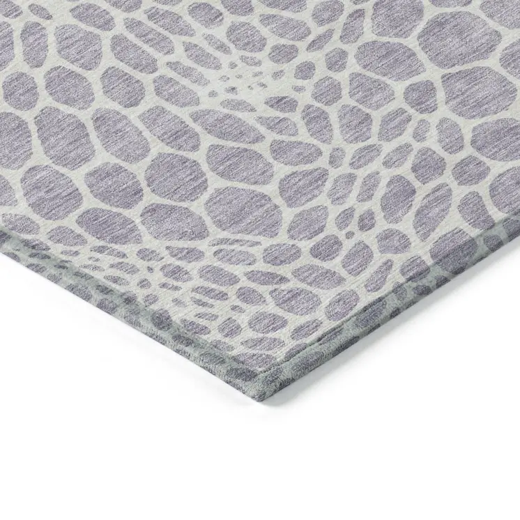 8' X 10' Lilac And Ivory Geometric Washable Indoor Outdoor Area Rug