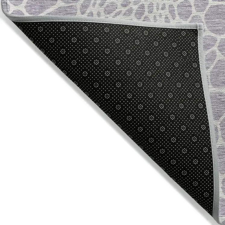 9' X 12' Lilac And Ivory Geometric Washable Indoor Outdoor Area Rug
