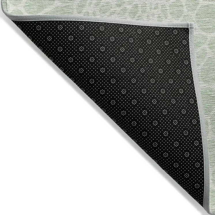 9' X 12' Mint Green And Ivory Geometric Washable Indoor Outdoor Area Rug