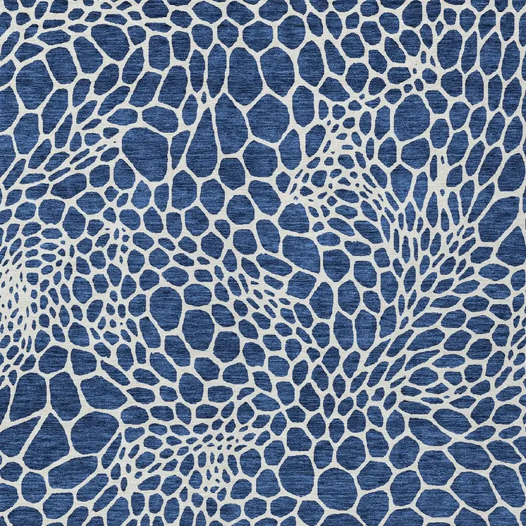 5' X 8' Navy Blue And Ivory Geometric Washable Indoor Outdoor Area Rug