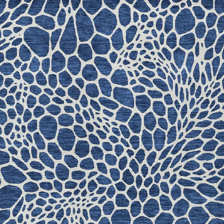 10' X 14' Navy Blue And Ivory Geometric Washable Indoor Outdoor Area Rug