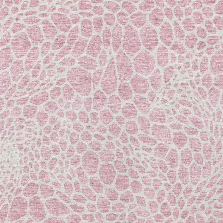 5' X 8' Pink And Ivory Geometric Washable Indoor Outdoor Area Rug