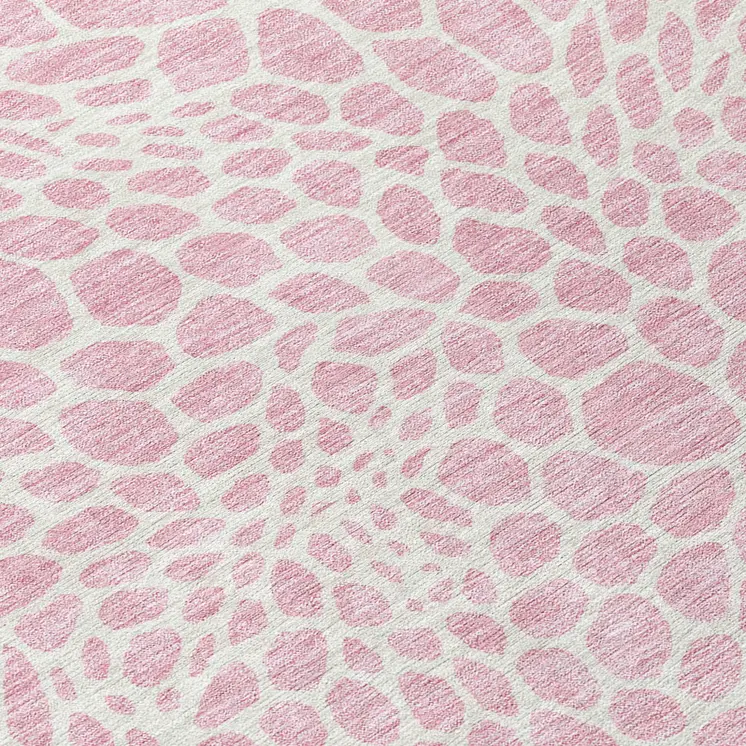 8' X 10' Pink And Ivory Geometric Washable Indoor Outdoor Area Rug