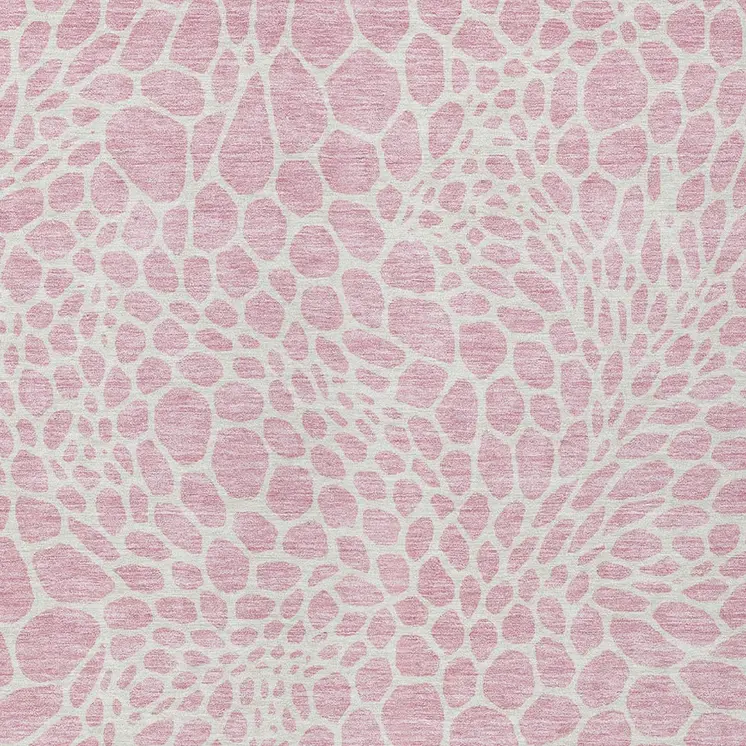 9' X 12' Pink And Ivory Geometric Washable Indoor Outdoor Area Rug