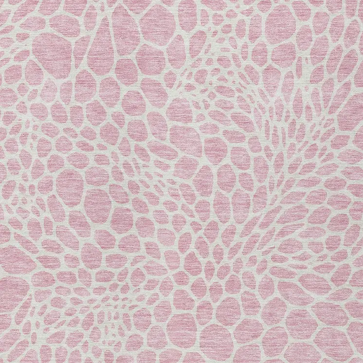 10' X 14' Pink And Ivory Geometric Washable Indoor Outdoor Area Rug