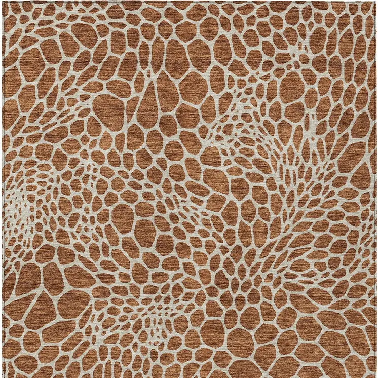 3' X 5' Brown And Beige Geometric Washable Indoor Outdoor Area Rug