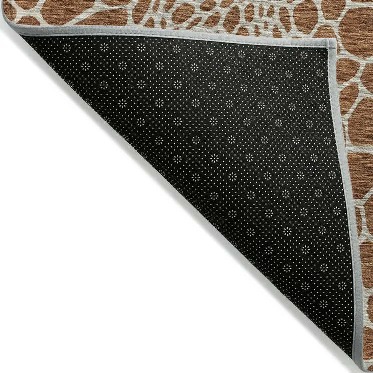 3' X 5' Brown And Beige Geometric Washable Indoor Outdoor Area Rug