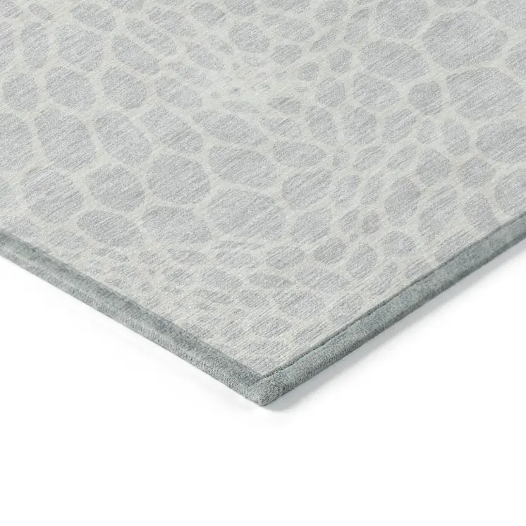 8' X 10' Silver And Gray Geometric Washable Indoor Outdoor Area Rug