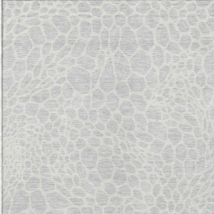 9' X 12' Silver And Gray Geometric Washable Indoor Outdoor Area Rug