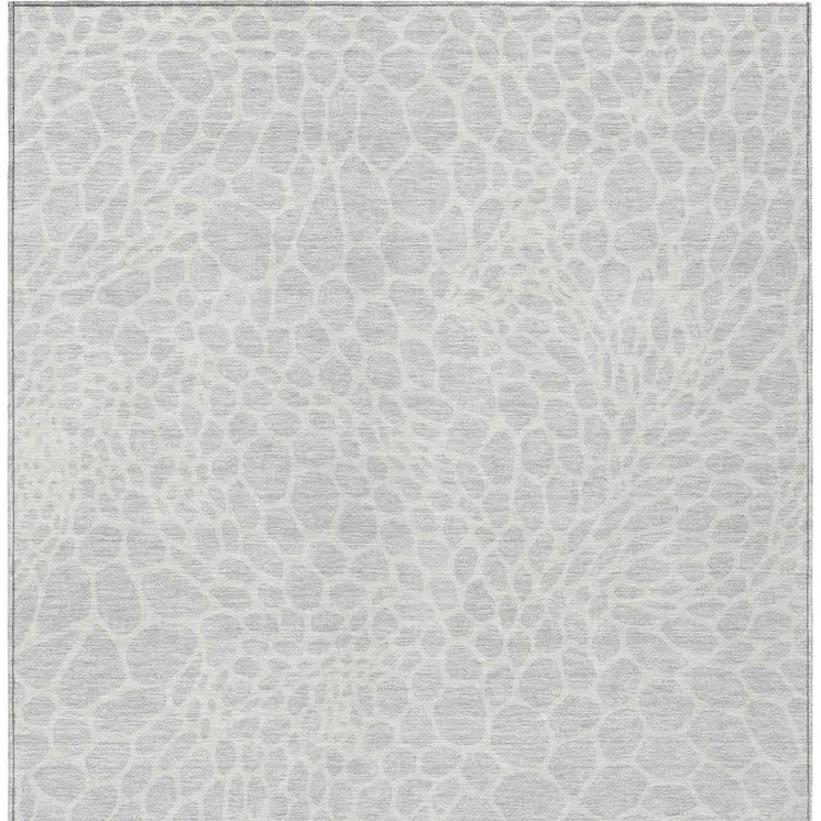 10' X 14' Silver And Gray Geometric Washable Indoor Outdoor Area Rug