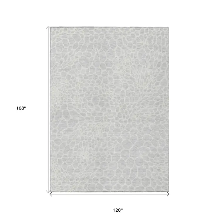 10' X 14' Silver And Gray Geometric Washable Indoor Outdoor Area Rug