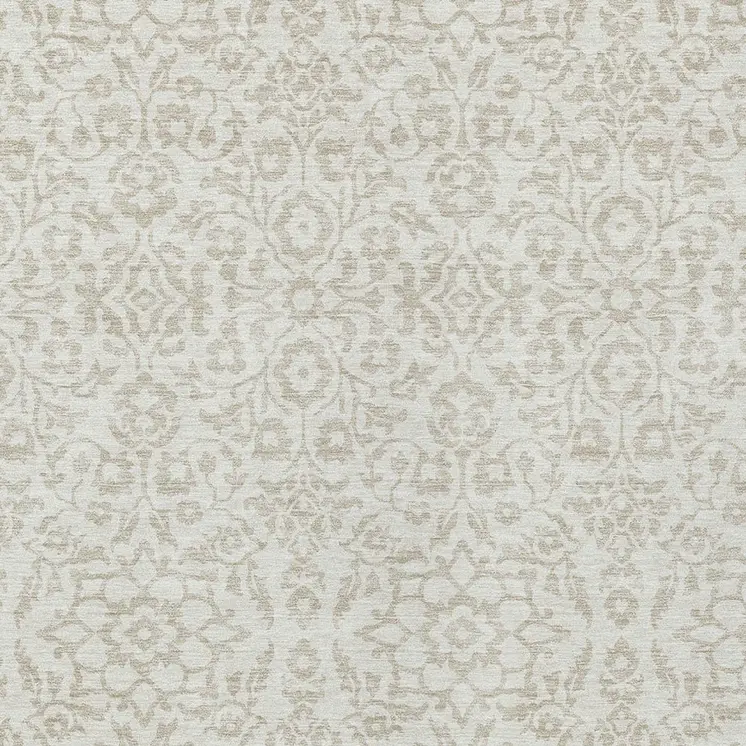 10' X 14' Ivory And Beige Damask Washable Indoor Outdoor Area Rug