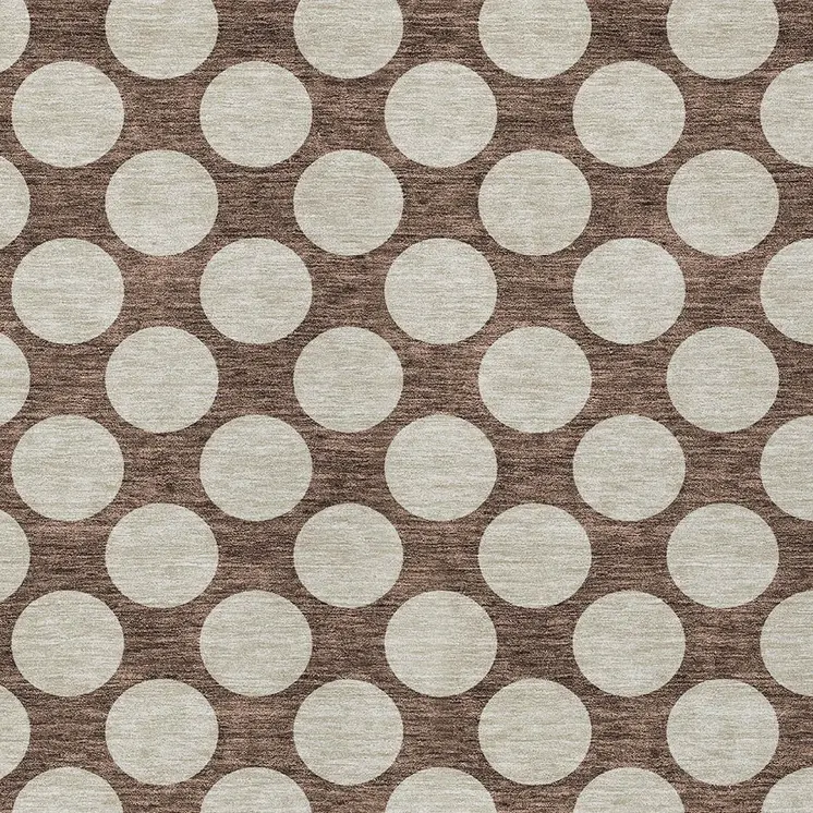 5' X 8' Brown And Beige Polka Dot Washable Indoor Outdoor Area Rug