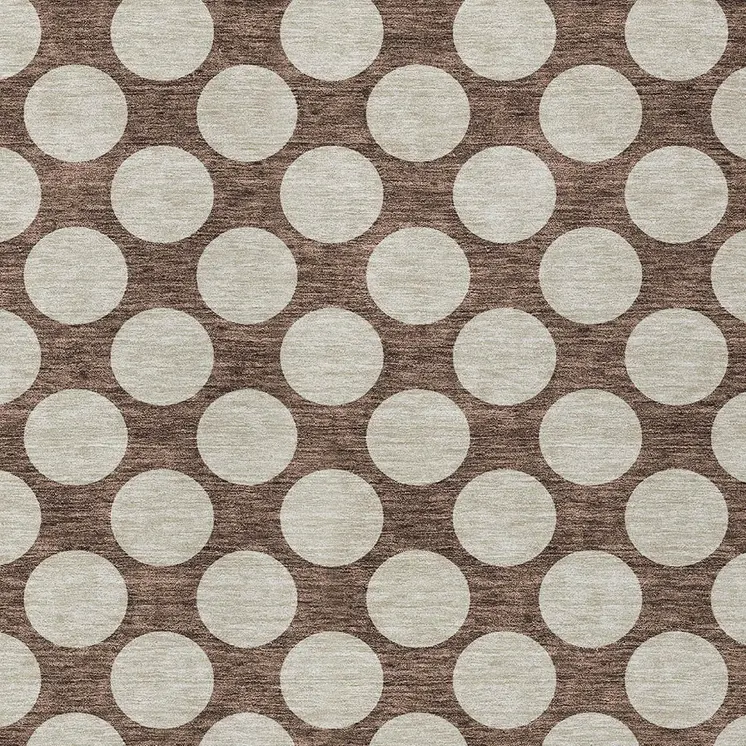 8' X 10' Brown And Beige Polka Dot Washable Indoor Outdoor Area Rug