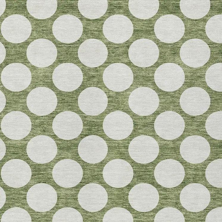 3' X 5' Green And Ivory Polka Dot Washable Indoor Outdoor Area Rug