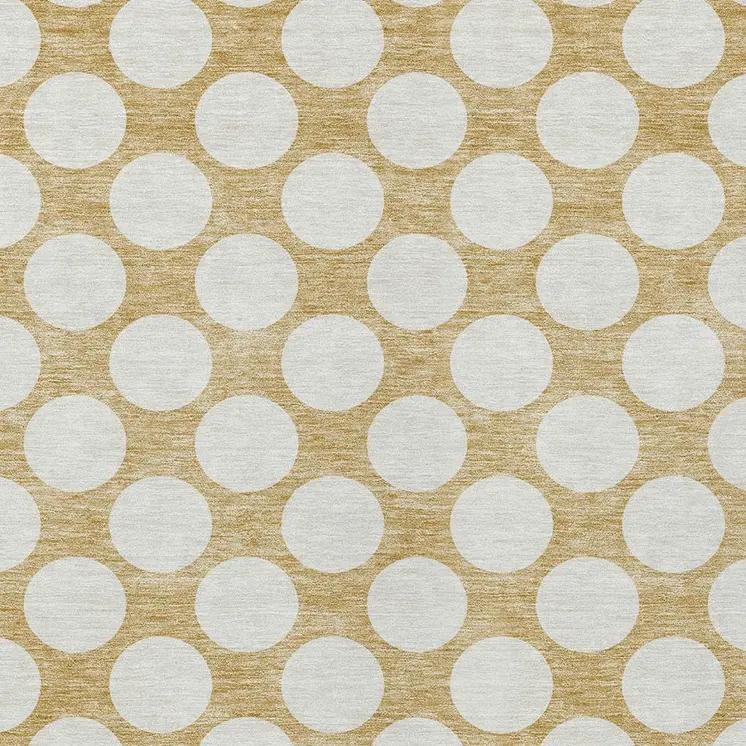 10' X 14' Gold And Beige Polka Dot Washable Indoor Outdoor Area Rug