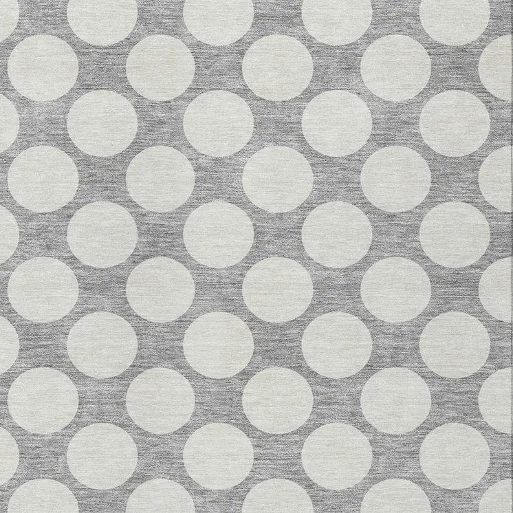 5' X 8' Gray And Silver Polka Dot Washable Indoor Outdoor Area Rug