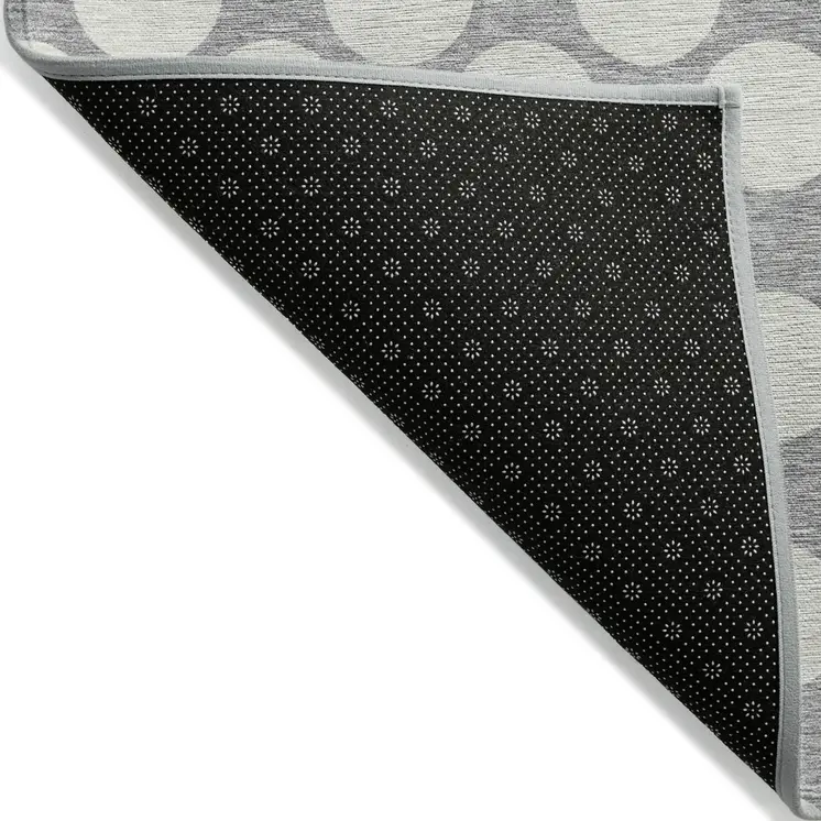 8' X 10' Gray And Silver Polka Dot Washable Indoor Outdoor Area Rug