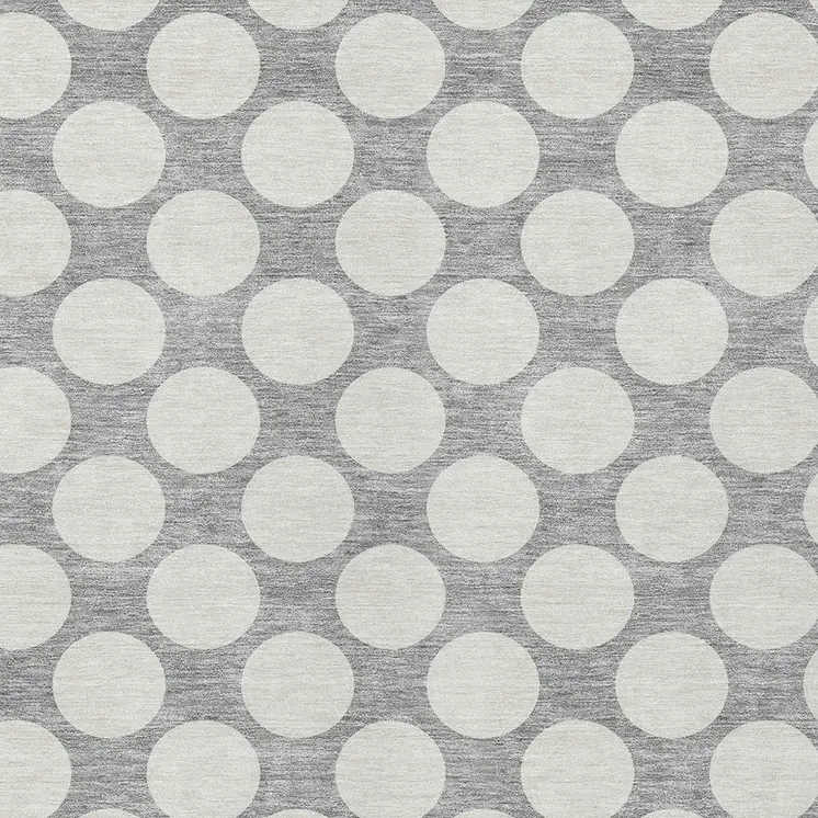 8' X 10' Gray And Silver Polka Dot Washable Indoor Outdoor Area Rug