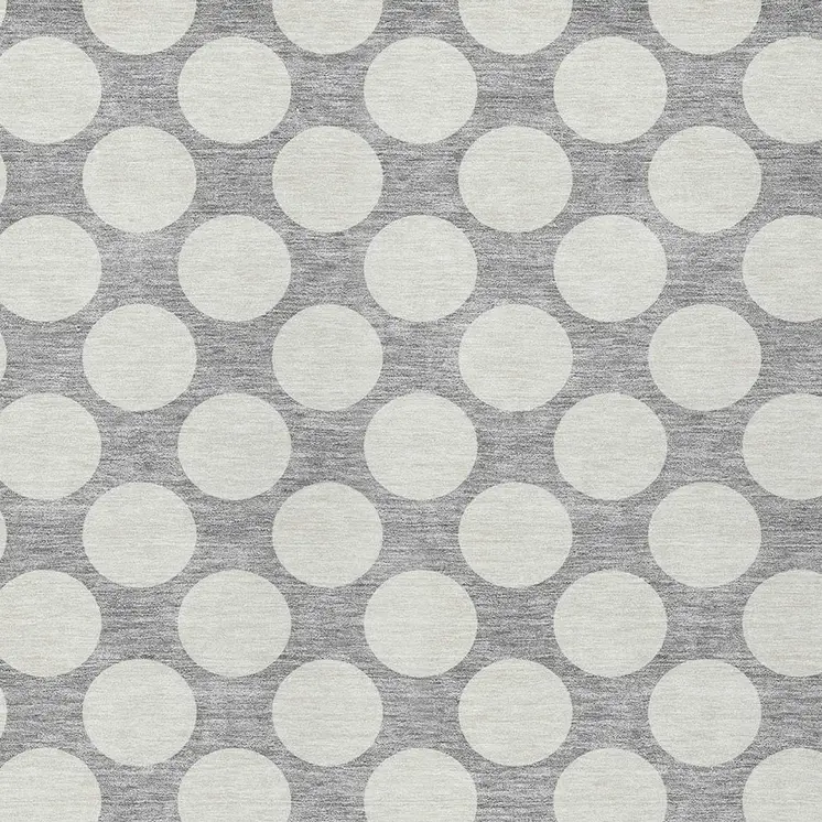 9' X 12' Gray And Silver Polka Dot Washable Indoor Outdoor Area Rug