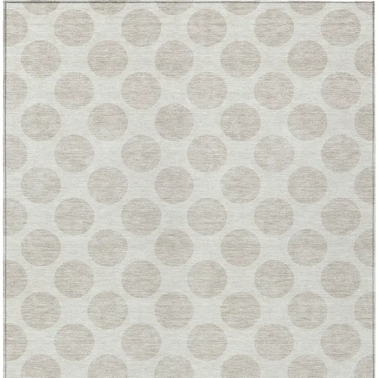 10' X 14' Ivory And Gray Polka Dot Washable Indoor Outdoor Area Rug