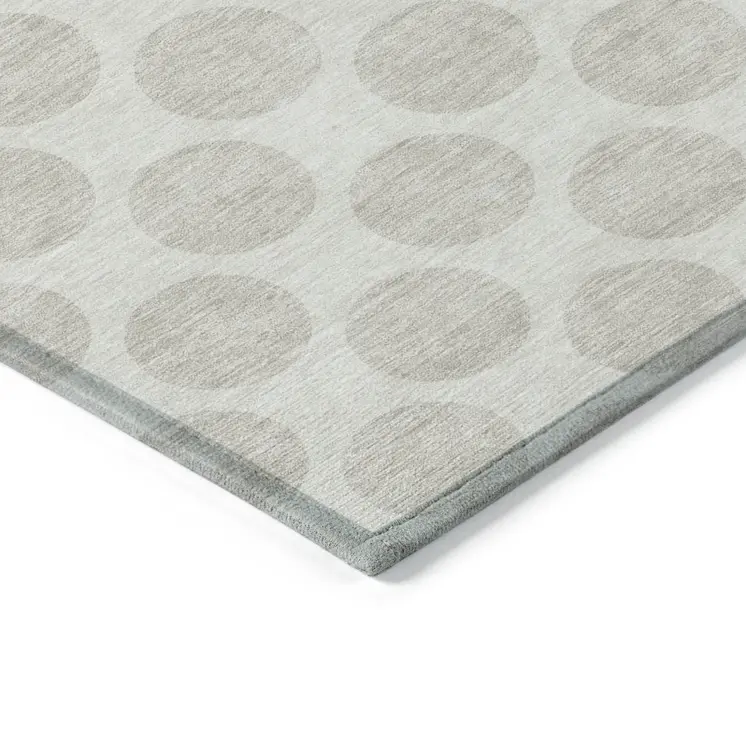10' X 14' Ivory And Gray Polka Dot Washable Indoor Outdoor Area Rug