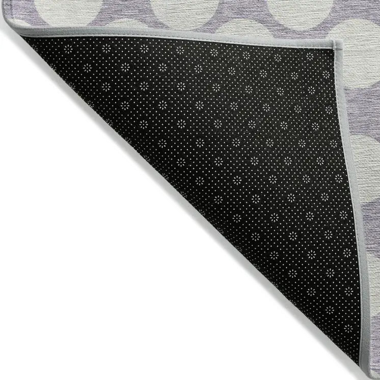 8' X 10' Lavender And Ivory Polka Dot Washable Indoor Outdoor Area Rug