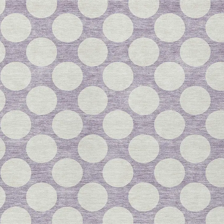 8' X 10' Lavender And Ivory Polka Dot Washable Indoor Outdoor Area Rug