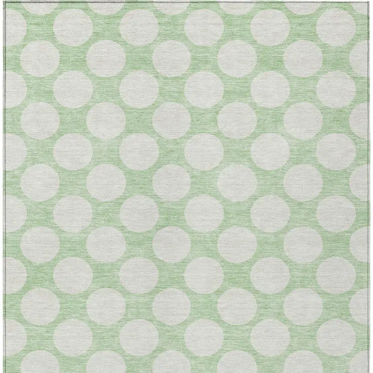 5' X 8' Mint Green And Ivory Polka Dot Washable Indoor Outdoor Area Rug