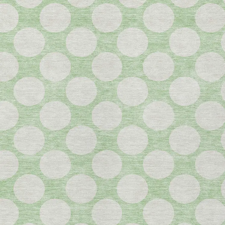 8' X 10' Mint Green And Ivory Polka Dot Washable Indoor Outdoor Area Rug