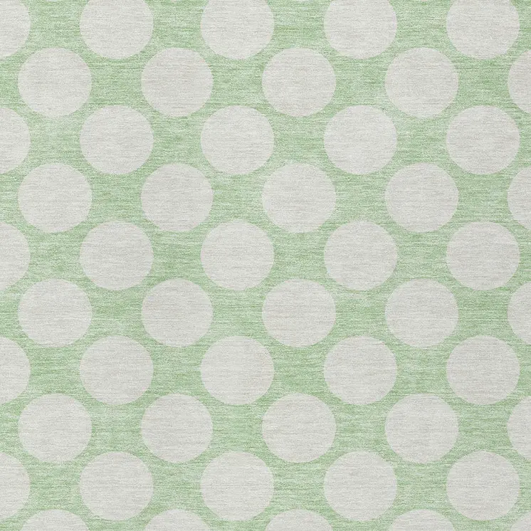 9' X 12' Mint Green And Ivory Polka Dot Washable Indoor Outdoor Area Rug