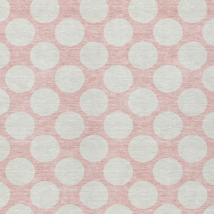 8' X 10' Pink And Gray Polka Dot Washable Indoor Outdoor Area Rug