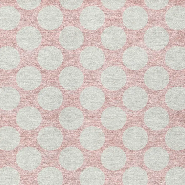 10' X 14' Pink And Gray Polka Dot Washable Indoor Outdoor Area Rug